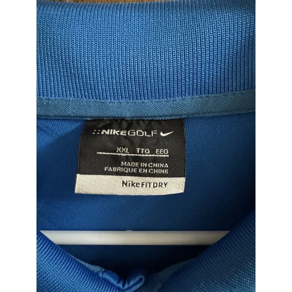 Nike Golf Polo Shirt Mens Size Extra Large XXL Short Sleeve Diamond Pattern Blue